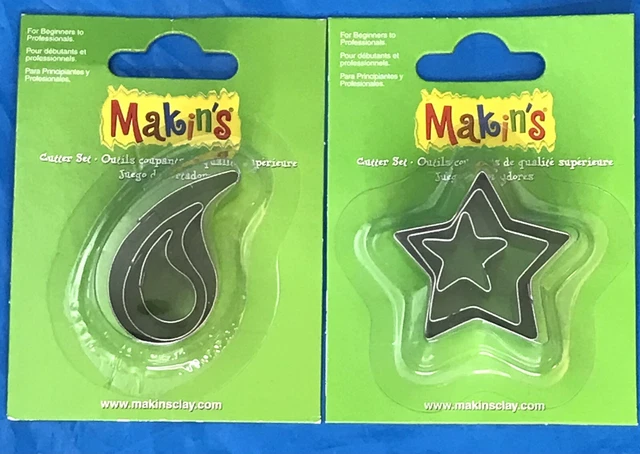 Lote de cortadores de arcilla Makins 3/paquete-estrella y 3/paquete-gota de agua. Nuevo sellado de fábrica.