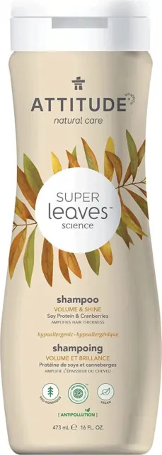 Champú Super Leaves Science Volume & Shine de Attitude, 16 oz