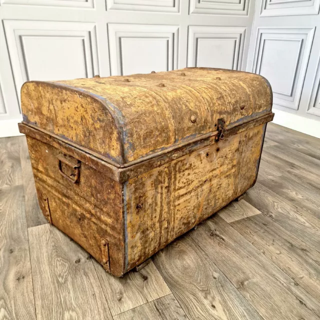 De colección baúl de vapor de metal/caja de manta/mesa de café grande