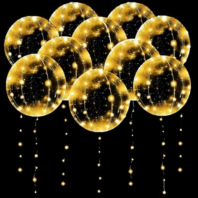 10er-Pack LED Ballons Leuchtballons 20 Zoll klar Bobo Ballons Helium Ba