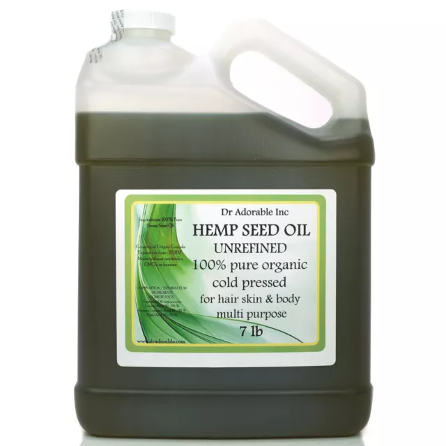 7 LB / 1 Gallon Premium 100% Pure Organic Cold Pressed Best Fresh Hemp Seed Oil