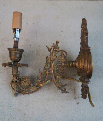 1 cast gilt Brass shabby sconce PART Spain cast back plate w arm candle AS IS