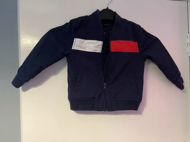 Boys Age 2 Years 90 Tommy Hilfiger Jacket Blue Red White Zip Up Polyester