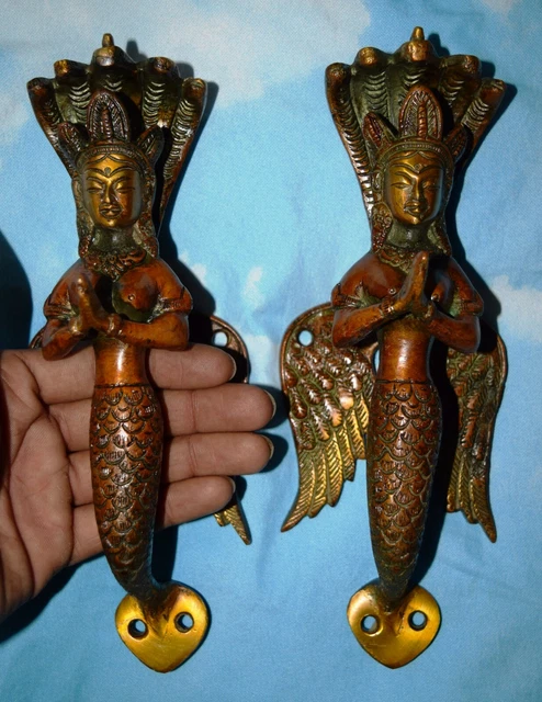 Handmade Brass Mermaid Women Snake Wing Shape Nautical Design Door Dec GM63