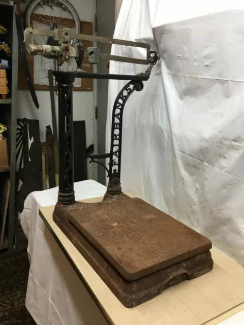 Vintage Cast Iron Fairbanks 250lb Scale No Weights Platform Stand General Store