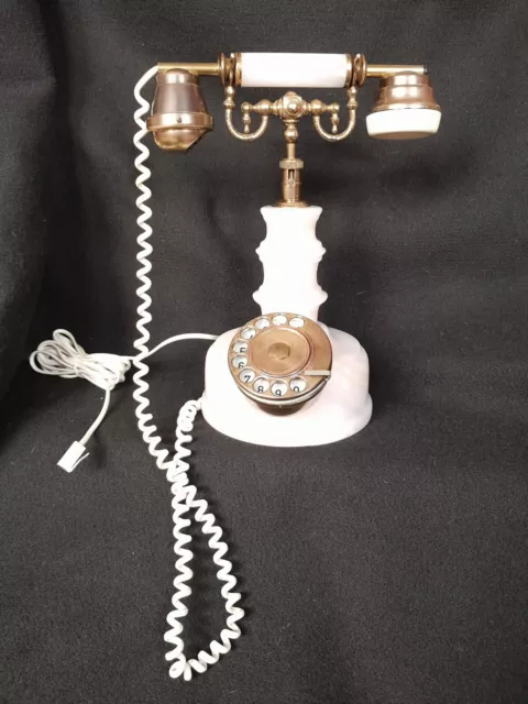 Vintage Italian Original Telart Viareggio Pink Onyx & Gilded Bronze Telephone.