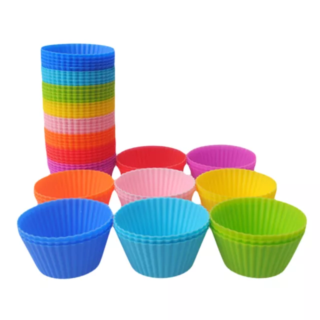 Quality silicone Cupcake Cases Muffin Baking Cup Cake Bright  Colours Party VM