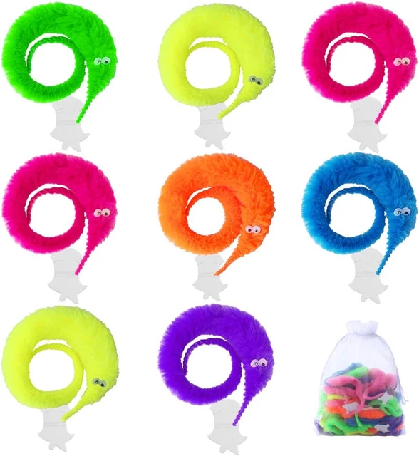 19 Pcs Magic Worms Toys Wiggly Worms on String Twisty Fuzzy Worm Toys for Carniv