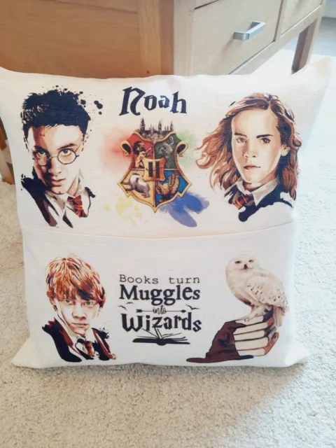 Personalised Reading Cushion Ex Large Harry Potter Books Childs Pocket Pillow