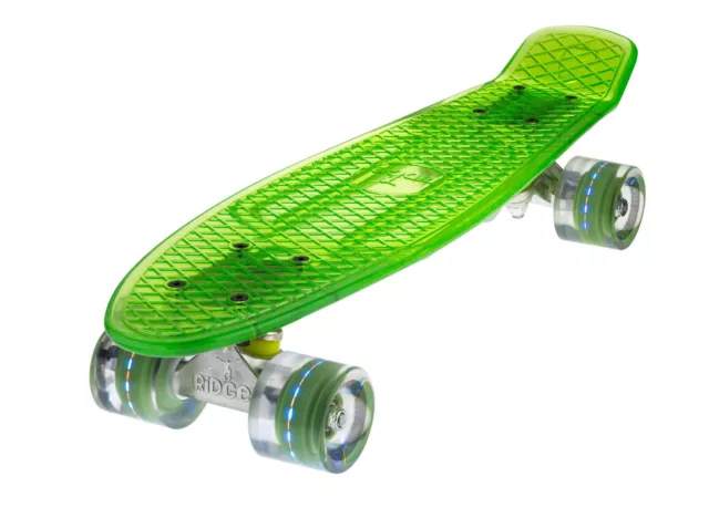 The Ridge Blaze Transparent GREEN Mini Cruiser with LED light up wheels