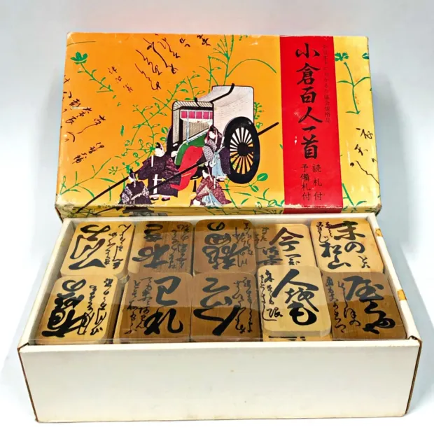 Japanese Karuta Card Game Ogura Hyakunin Isshu Wooden Tile Poem Poetry Guess K2