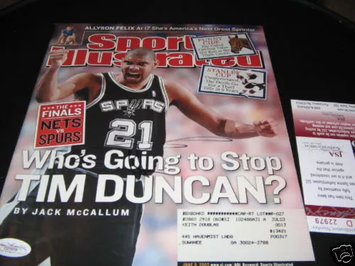 Tim Duncan Sanantonio Spurs,Hof Jsa/Coa Signed Sports Illustrated