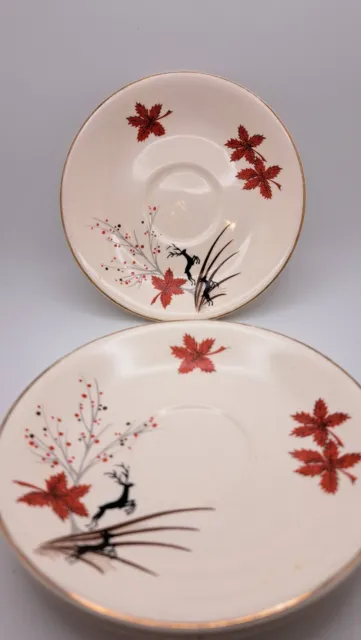 Lot of 4 Alfred Meakin Stag & Maple Leaf England  Saucers 5.5"