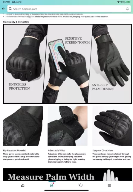 Cierto Motorcycle Gloves for Men and Women | Touch Screen Hard Knuckle Tactical