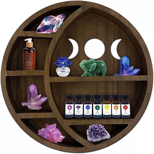 Wooden Crescent Moon Shelf Wall Decor - BoHo Decor For Bedroom, Dorm, Nursery