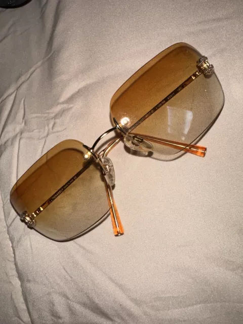 CHANEL Sunglasses 4017-D 62□17 Cocomark Rhinestone Gradation Rimless with  case