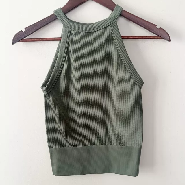 Free People Intimately Halter Tank Top Sage Green Size XS/S Ribbed knit Cropped