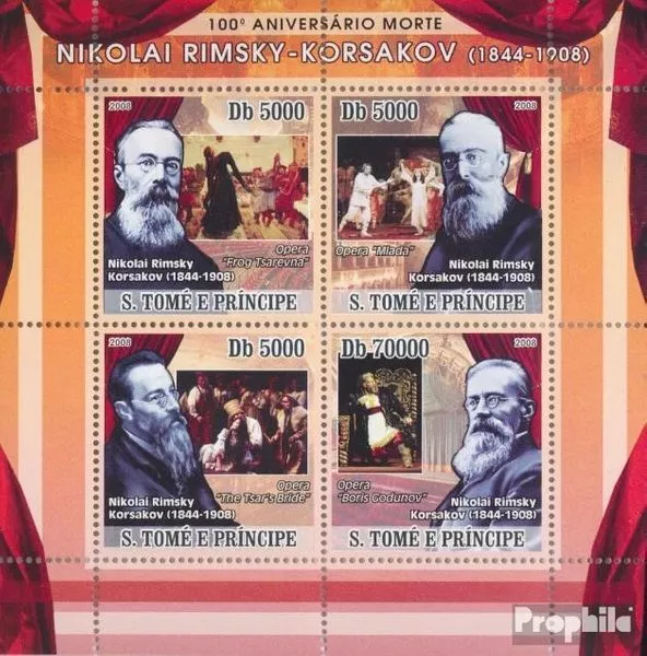 Sao TomE E PrincipE 3272-3275 Minifoglio (completa. edizione) MNH 2008 Nikolai -