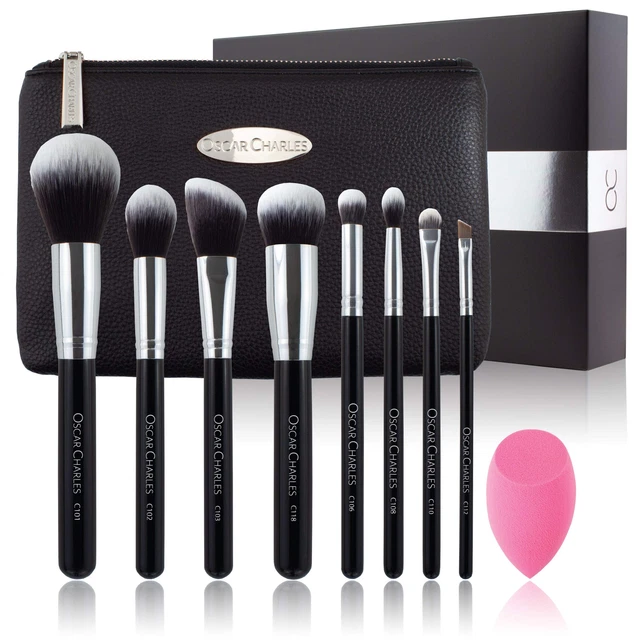Oscar Charles 8 Pezzi Set pennelli per trucco professionale con spugna di