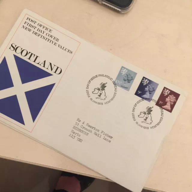 GB Stamps FDC 1978 Scotland Reg. Definitive First Day Cover 18 Jan Bureau Pmk