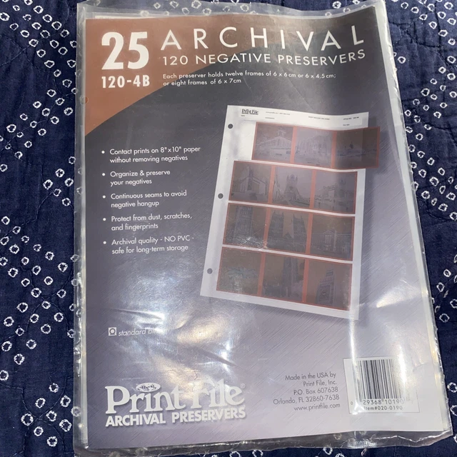 Print File Archival 120 Negative Preservers 120-4B--- 15 Pages / Pack