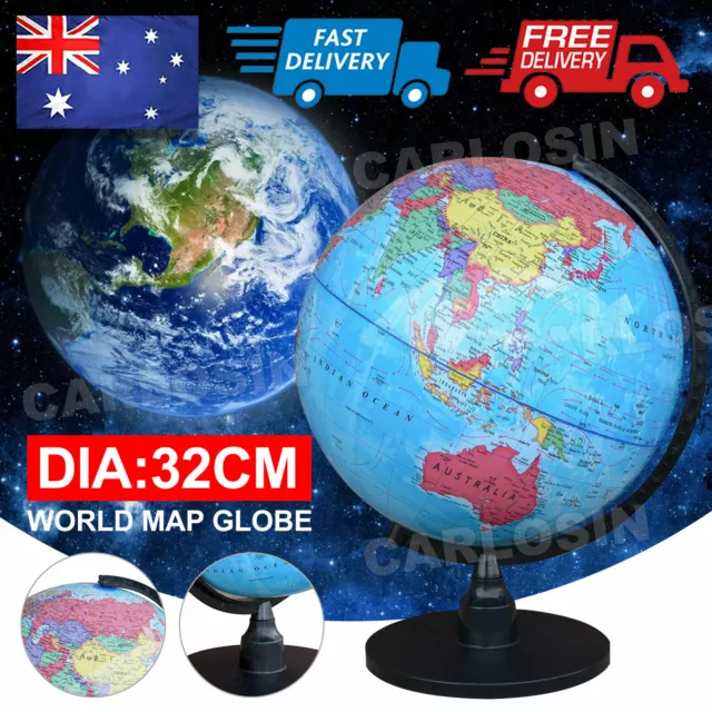 32cm World Globe Map Blue Ocean Geography Educational Toy Gift With Swivel Stand