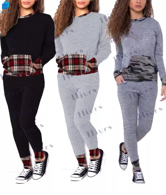 Tuta da donna lounge wear top fondo mimetico felpa jogger ragazze set palestra