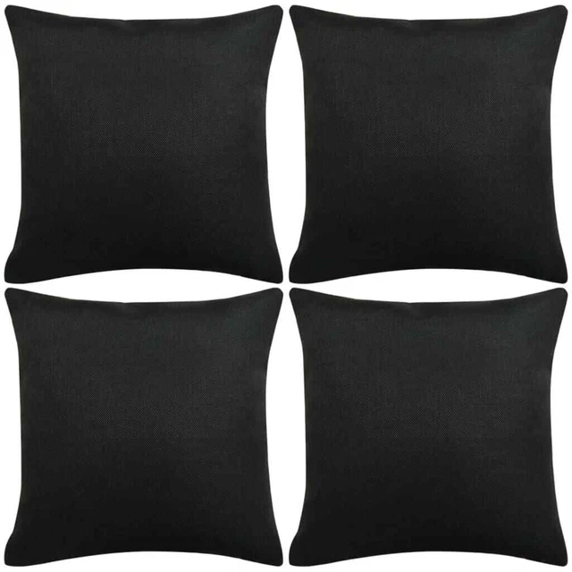 Cushion Covers 4 pcs Linen-look Black 40x40 cm