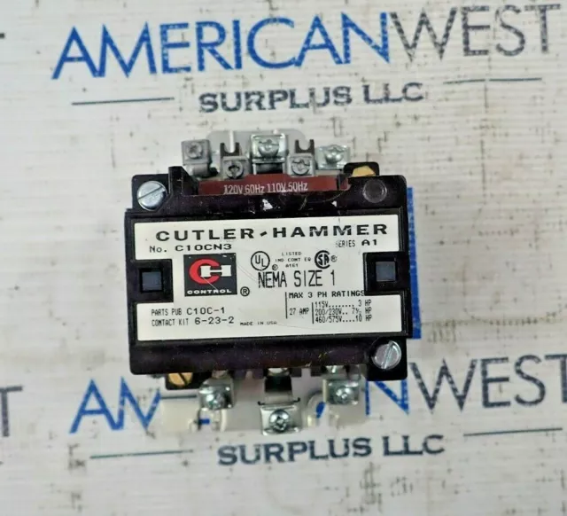 Cutler Hammer C10CN3 Contactor Ser A1 Nema Size 1 110/120V Coil