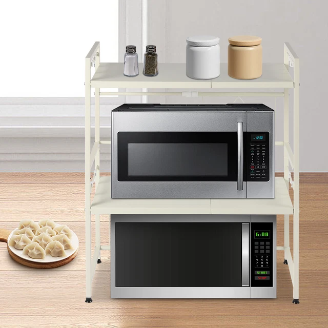 New 39-65cm Extendable Shelf Microwave Oven Rack Metal 3 Tier Home Countertop