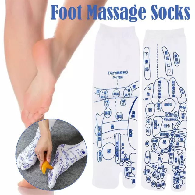 ღFoot Massage Socks Reflexology Chart Socks Split Foot Massage Meridian Hos M0J7 3