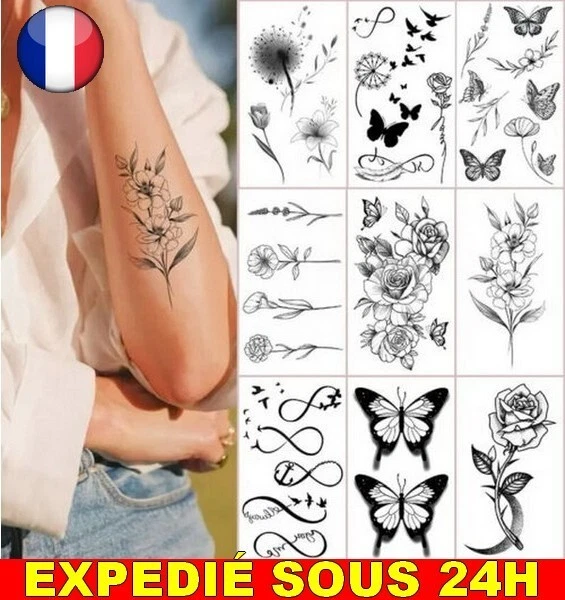 Tatouage Temporaire Manche Réaliste - Motif Crâne, Roses, Hells Angels - Taille Large - Neuf UK