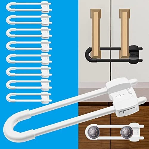 Cabinet Handle Locks  Adjustable U-Shaped Childproof Latch Cabinet Handle