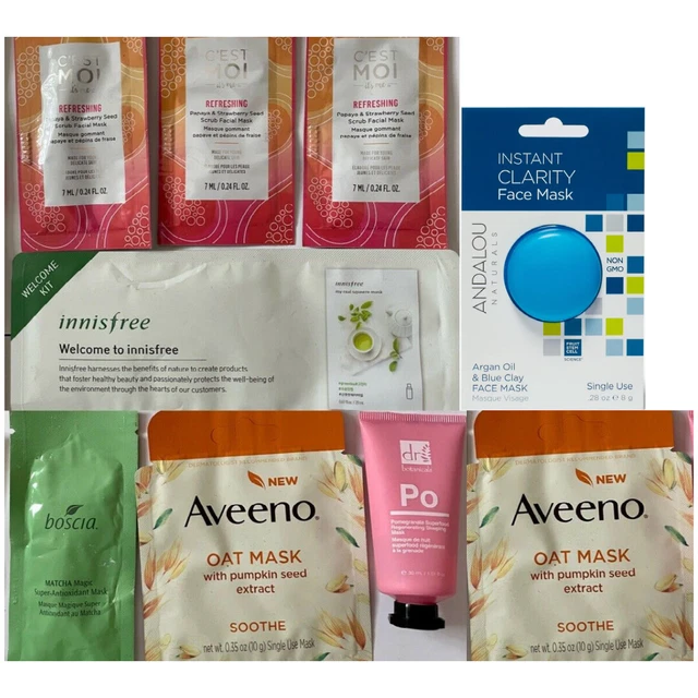 Dr Botanicals Boscia Innisfree Aveeno C'est Moi Travel Sample Lot 9 Facial Masks