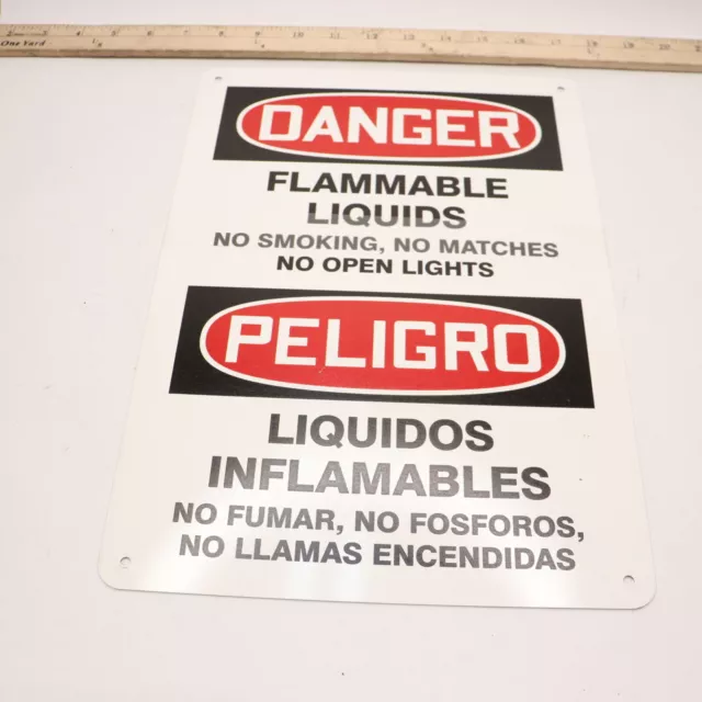 Danger Flammable Liquids No Smoking Bilingual Sign 10" x 14"