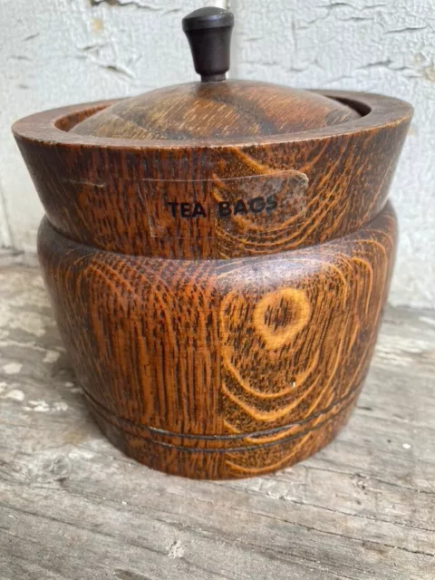 Vintage Wooden oak? alloy lined Tea caddy