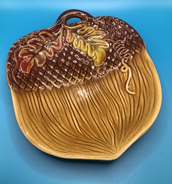 Ceramic Acorn Shaped Candy/Nut Dish Fall Colors