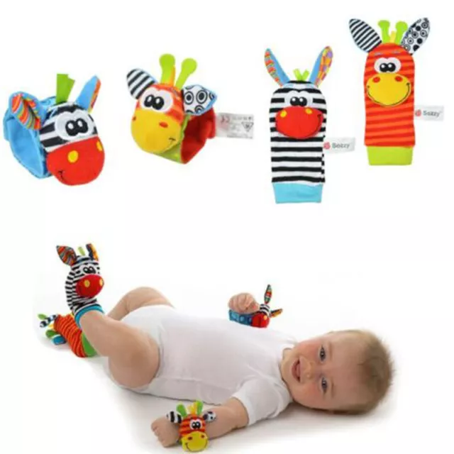 Infant Baby Kids Socks Rattle Toys Animals Wrist Rattle And Socks 0~24 Mon X❤ s 2