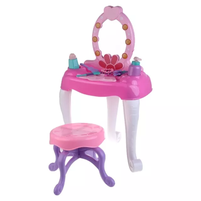 Kids Beauty Makeup Dressing Table Pretend for Play Toy Set with Lights