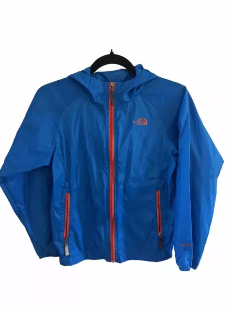 Boys North Face TNF outdoor Hooded Hydrenalite Shell Rain Jacket M 10/12 Blue