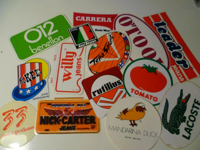 LOTTO 14 ADESIVI Stickers Abbigliamento Vintage Anni 80 Vedi Info Segni  Tempo EUR 10,00 - PicClick IT