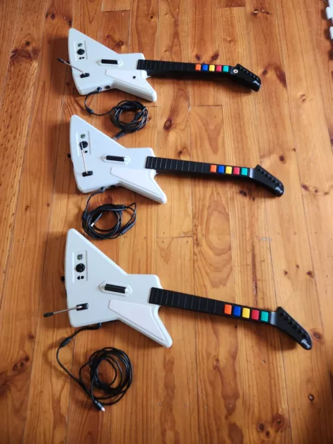 Guitar Hero Xplorer Guitar Xbox 360 Red Octane White Wired Model