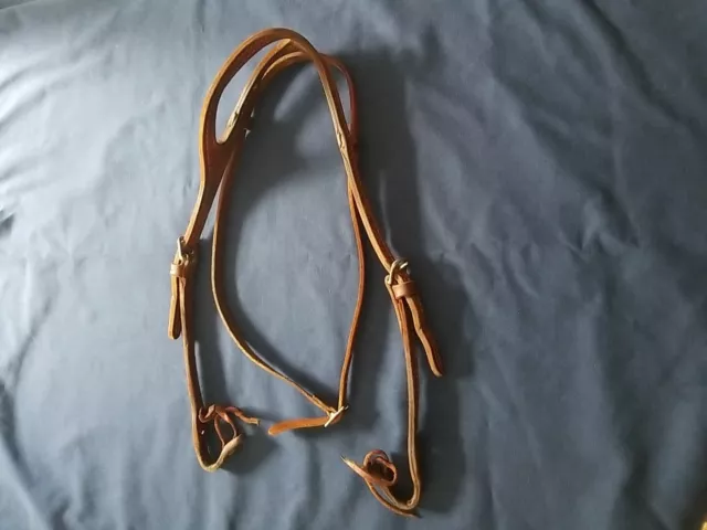 Western Leather Split Ear Headstall  Medium Oil  Horse Sized Unbranded