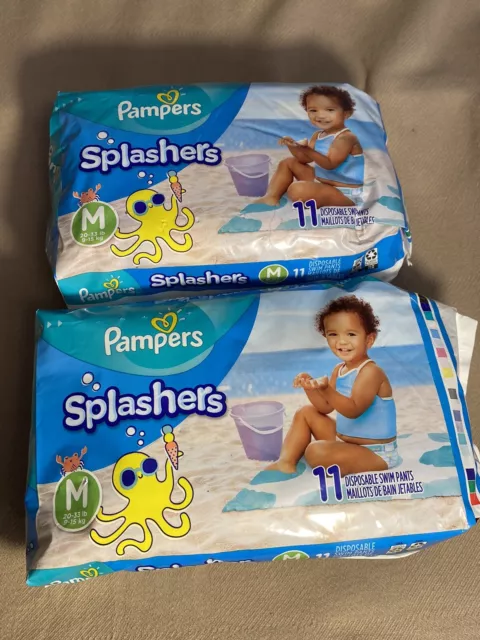 Pampers Sz-M (20-33 Lbs) Pampers Splashers Disposable Swim Pants 11ct - Lot of 3