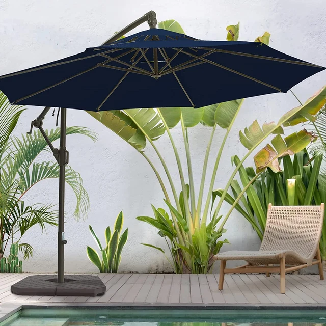 BLUU 10 FT Patio Offset Umbrella Outdoor Cantilever Umbrella Hanging