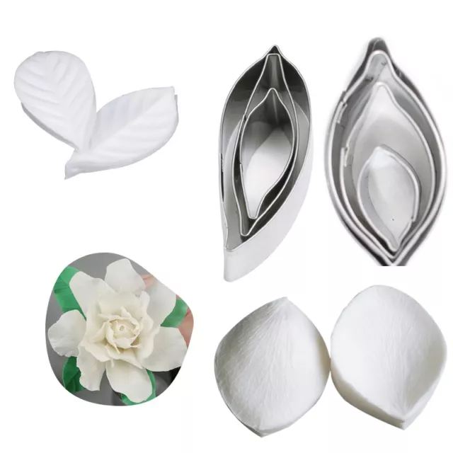 Gardenia Flower Fondant Mold Petal Silicone Mold Stainless steel Cutter Mold Set