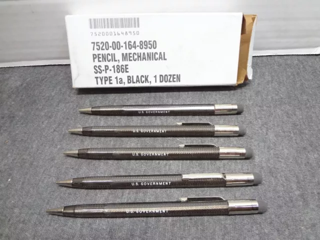 Lot of 5 NOS Skilcraft U.S. GOVERNMENT Mechanical Pencils, Translucent Type 1a