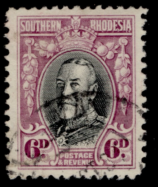 SOUTHERN RHODESIA GV SG20, 6d black & magenta, FINE USED. PERF 12