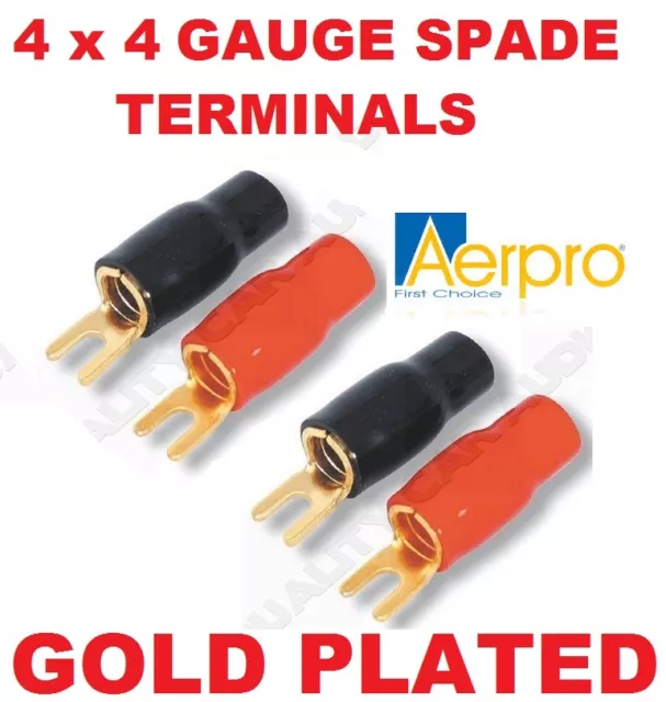 AERPRO AP701 4 GAUGE SPADE FORK TERMINAL - Pack of 4 - POWER WIRE BATTERY CABLE