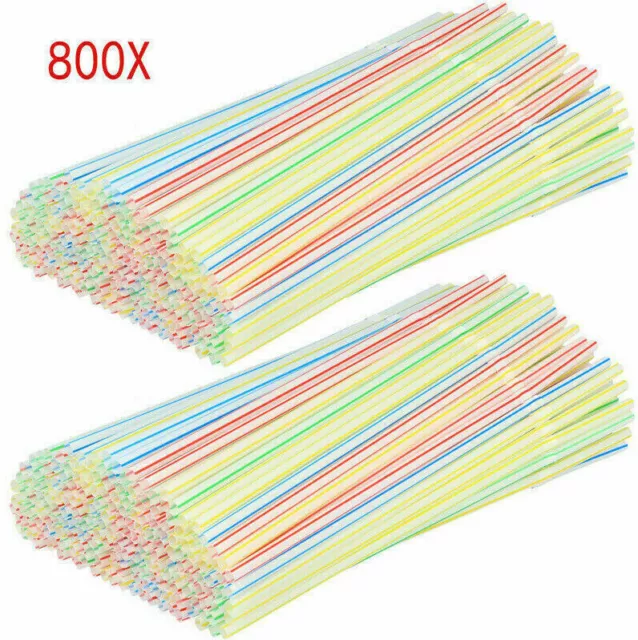 50-200 Pailles Jetables En Plastique Multicolores à Rayures Boissons Fêtes  Bar
